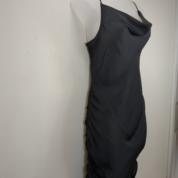 Intimately Free People Cowl Neck Ruched Slip Dress Black, Size XS - Picture 2 of 6